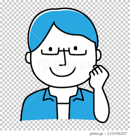 ガッツポーズをする眼鏡をかけた男性 135356207