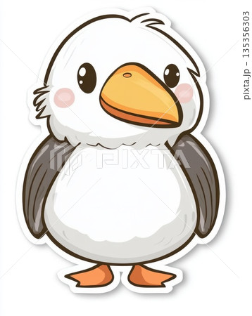 cute cartoon pelican on white background 135356303