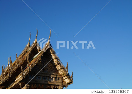View of the golden temple.Golden temple against the background of blue sky  135356367