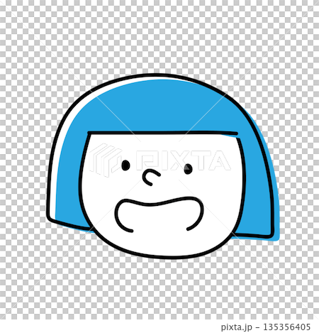 一個留著波波頭的女孩很驚訝，張大了嘴巴。 135356405