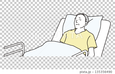 介護用のベッドで横になるシニア男性のイラスト素材 介護用のベッドで横になるシニア男性のイラスト素材 135356490