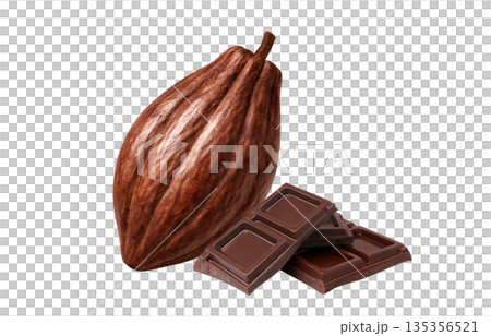 Cacao chocolate illustration realistic 135356521
