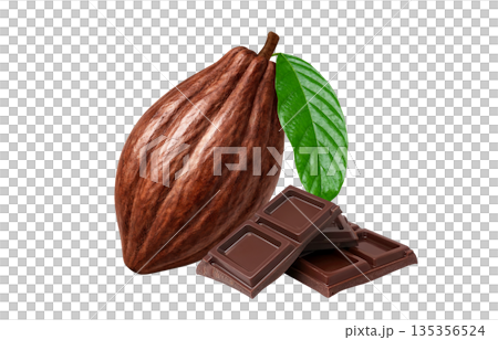 逼真的可可巧克力插圖 逼真的可可巧克力插圖 135356524