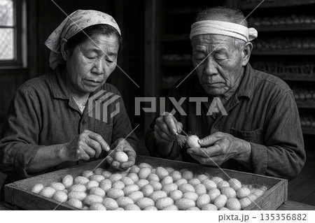 昭和の情景　養蚕農家の夫婦 135356882