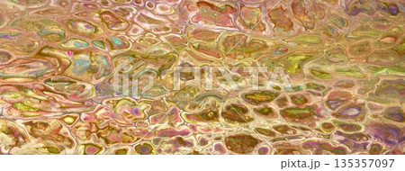 Abstract acrylic fluid art background with beige green brown colors. Cells pattern, texture painting on canvas Abstract acrylic fluid art background with beige green brown colors. Cells pattern, texture painting on canvas 135357097
