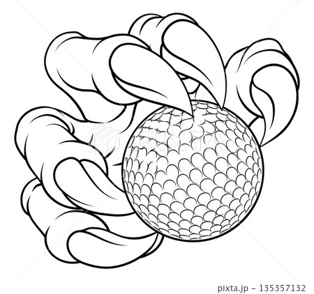Golf Ball Claw Cartoon Monster Animal Hand Golf Ball Claw Cartoon Monster Animal Hand 135357132