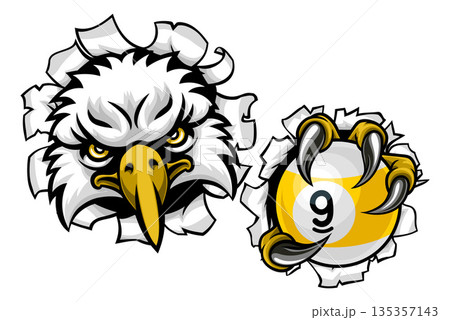 Eagle and 9 Ball Nine Ball Pool Cartoon Mascot 135357143
