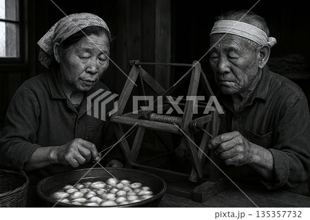 昭和の情景　養蚕農家の夫婦 135357732