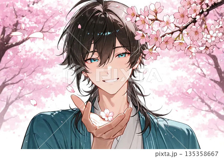 桜と男性 135358667