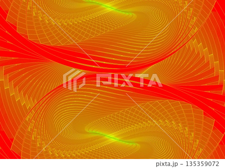 紅壁に描かれた金波の紋様 135359072