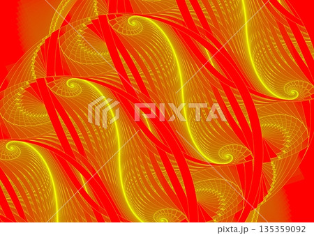 紅壁に描かれた金波の紋様 135359092