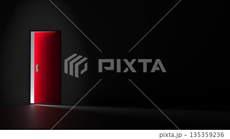 次の目標を目指して開いた扉　ドアの向こうに希望　様々な場面で使えるCGイメージ　プレゼン資料表紙 135359236