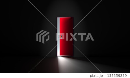 次の目標を目指して開いた扉　ドアの向こうに希望　様々な場面で使えるCGイメージ　プレゼン資料表紙 135359239