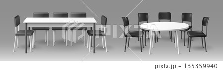 3D set of table and chair mockups 3D set of table and chair mockups 135359940
