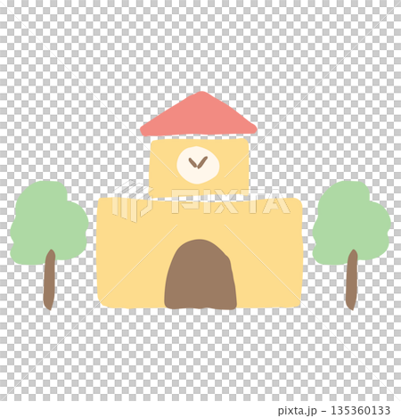 入園・入学案内に使える やさしいイラストカットシリーズ|幼稚園の校舎 入園・入学案内に使える やさしいイラストカットシリーズ|幼稚園の校舎 135360133