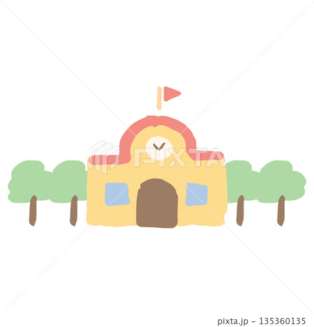 入園・入学案内に使える やさしいイラストカットシリーズ｜幼稚園の校舎 135360135