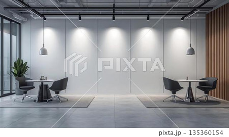 モダンなミニマルインテリア空間 オフィスラウンジやコワーキングスペースの洗練されたデザイン 135360154
