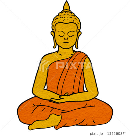Buddha statue meditate with golden aura Buddha statue meditate with golden aura 135360874