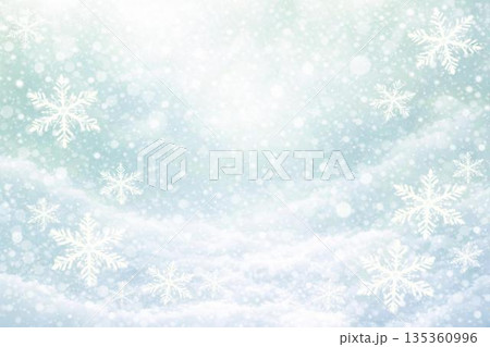 背景素材　雪　雪の結晶　雪原　冬　冬景色 135360996