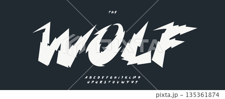 Race Jagged Font Logo Alphabet Vector Bold Italic Letter Set Modern Typography, Creative Typographic Design for Title Text, Typo Poster Headline, Type Symbol Logotype, Horror Fonts. Vector Typeface 135361874