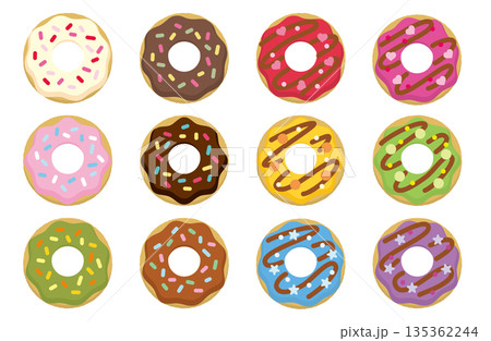 カラフルなドーナッツのイラスト集 135362244