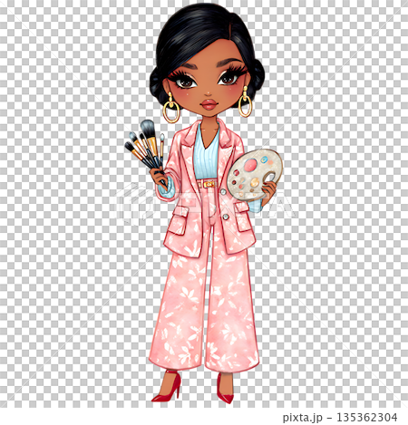 cute girl with a gift 135362304