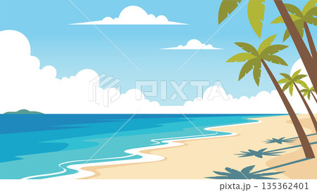 Sunny Tropical Beach with Palms Sunny Tropical Beach with Palms 135362401