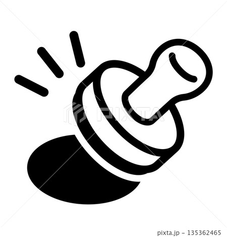 持ち手の付いたスタンプを押しているのイラスト。 135362465