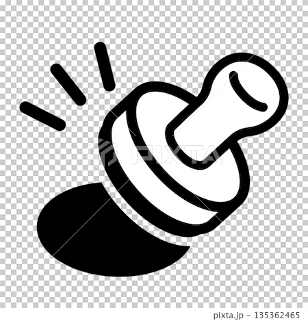 持ち手の付いたスタンプを押しているのイラスト。 135362465