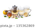 Ginger tea with honey and lemon 135362869