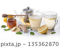Ginger tea with honey and lemon 135362870