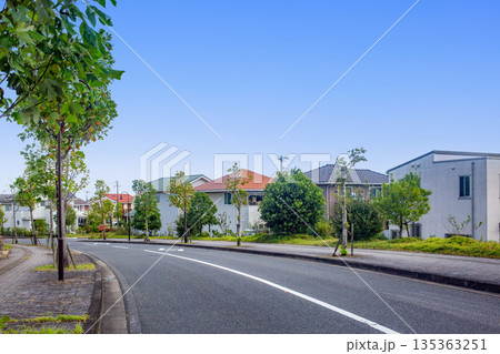 住宅地の家並と青空 住宅地の家並と青空 135363251