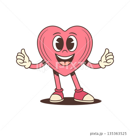 Smiling Pink Heart Cartoon Character Shows Double Thumbs Up Vector Illustration Smiling Pink Heart Cartoon Character Shows Double Thumbs Up Vector Illustration 135363525