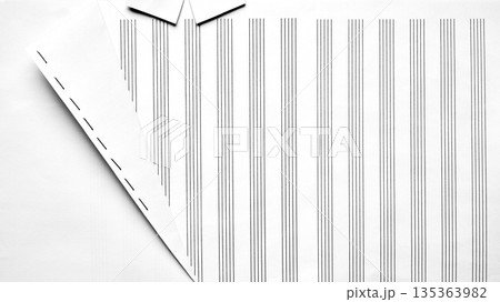 Abstract paper shirt made from striped sheets minimalist background. Abstract paper shirt made from striped sheets minimalist background. 135363982