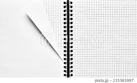 Abstract paper jacket shape on spiral notebook background. 135363987