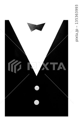 Abstract paper suit silhouette with bow tie minimalist composition. Abstract paper suit silhouette with bow tie minimalist composition. 135363993