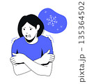 Cold Female - colorful flat design illustration 135364502