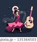 Flamenco dancer - colorful flat design style illustration 135364503