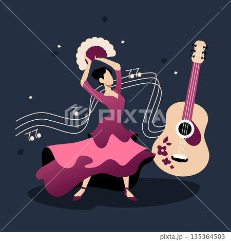 Flamenco dancer - colorful flat design style illustration Flamenco dancer - colorful flat design style illustration 135364503