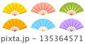 シンプルで使いやすい扇子のベクターイラストセット 135364571