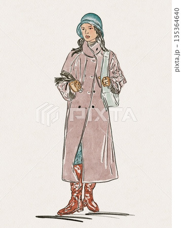 Illustration girl fashion painting colorful 135364640