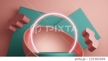 Mock up Pantone color, Fashion product background stand podium display with blank backdrops.3d rendering Mock up Pantone color, Fashion product background stand podium display with blank backdrops.3d rendering 135365094