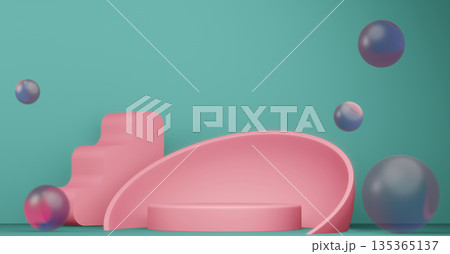 Mock up Pantone color, Fashion product background stand podium display with blank backdrops.3d rendering Mock up Pantone color, Fashion product background stand podium display with blank backdrops.3d rendering 135365137
