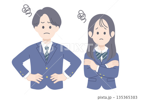 困っている表情の学生 イラスト 困っている表情の学生 イラスト 135365383