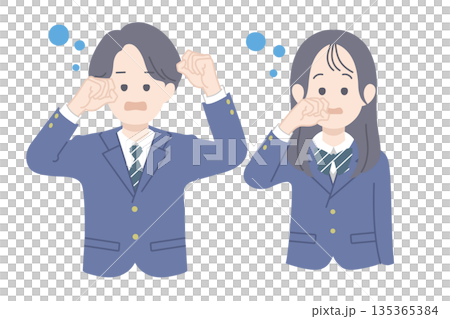 Student illustration sleepy face 135365384