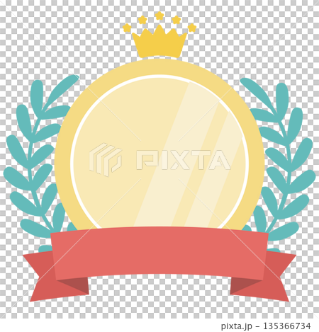 桂冠和絲帶獎等級框（金色） 135366734