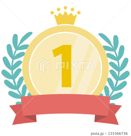 月桂樹とリボンのアワードランキングフレーム(金 No.1) 135366736