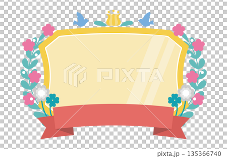 可愛的花束絲帶裝飾盤框 - 獎項等級獎品 135366740