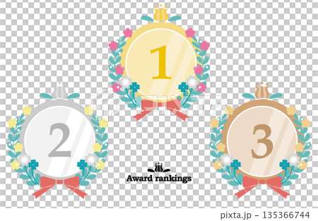 最可愛的花束和絲帶圖標前三名 - 獎項排名素材 135366744