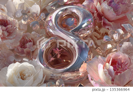 Glass figure of number eight surrounded by...のイラスト素材 [135366964] - PIXTA